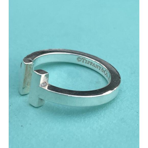 Tiffany & Co. Sterling Silver 925 T Square Stacking Band Ring Sz 7.25 - Picture 4 of 9
